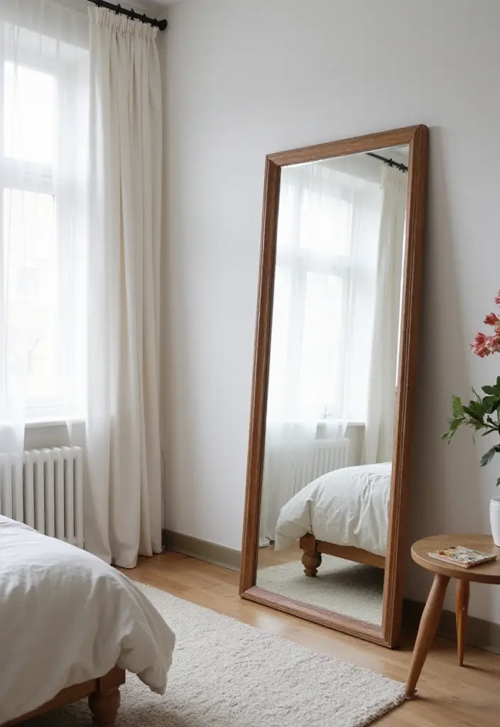 30 Bedroom Dressing Mirror Ideas That Add Light & Depth - 25. Large Floor Mirrors