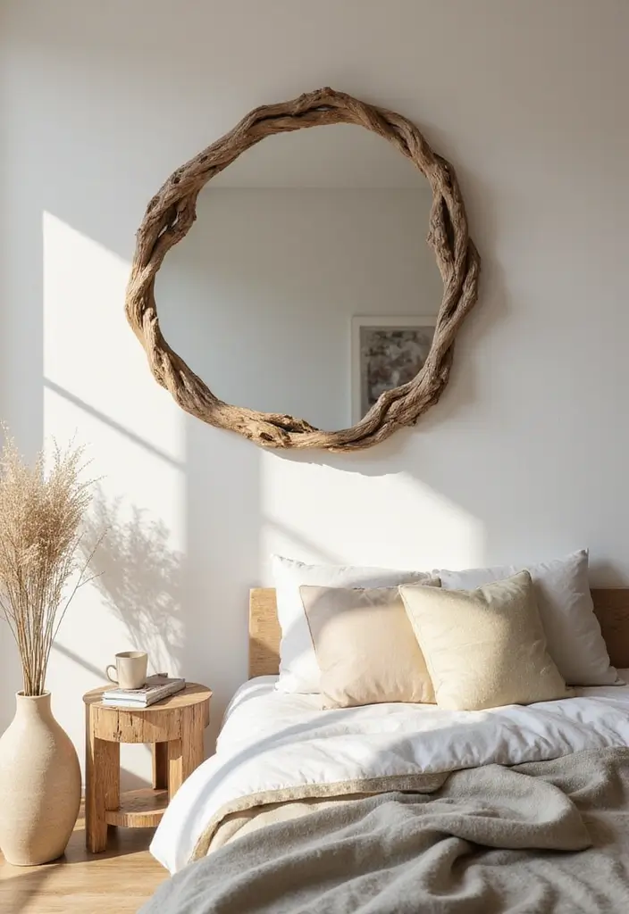 30 Bedroom Dressing Mirror Ideas That Add Light & Depth - 28. Nature-Inspired Mirrors