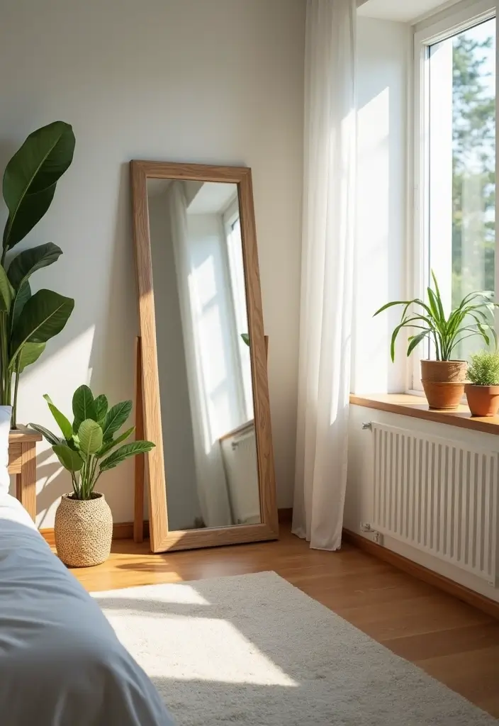 30 Bedroom Dressing Mirror Ideas That Add Light & Depth - 5. Full-Length Leaning Mirrors