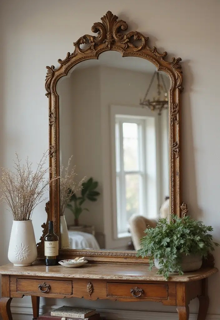 30 Bedroom Dressing Mirror Ideas That Add Light & Depth - 9. Antique Mirrors