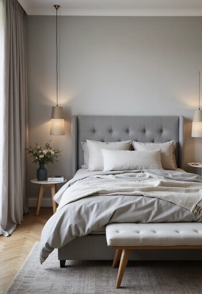 30 Bedroom Ideas with Grey Bed That Look Chic and Balanced - 10. Elegant Neutrals