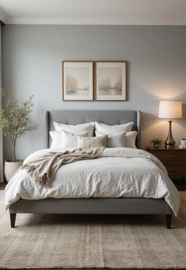 30 Bedroom Ideas with Grey Bed That Look Chic and Balanced - 21. Seasonal Decor Swaps