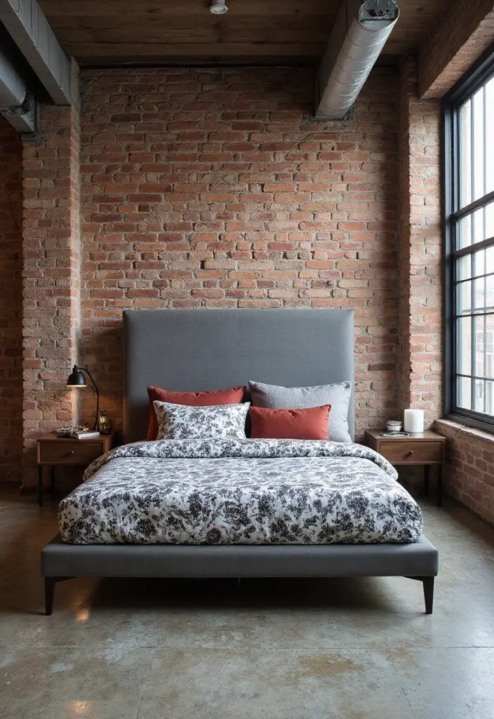 30 Bedroom Ideas with Grey Bed That Look Chic and Balanced - 3. Industrial Chic