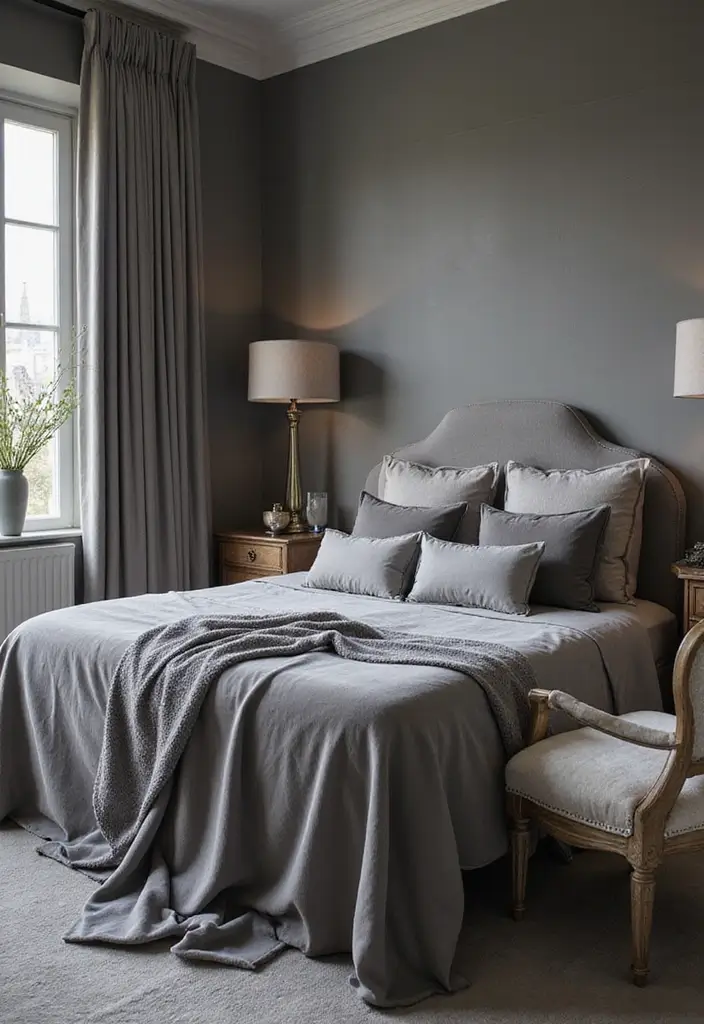 30 Bedroom Ideas with Grey Bed That Look Chic and Balanced - 7. Luxurious Textures