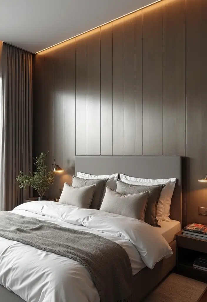 30 Bedroom Wall Paneling Ideas That Add Texture & Warmth - 16. Metal Wall Panels