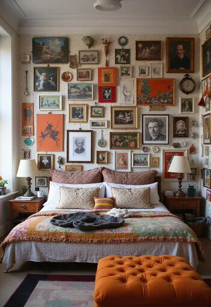 30 Bedroom Wall Paneling Ideas That Add Texture & Warmth - 18. Eclectic Gallery Wall