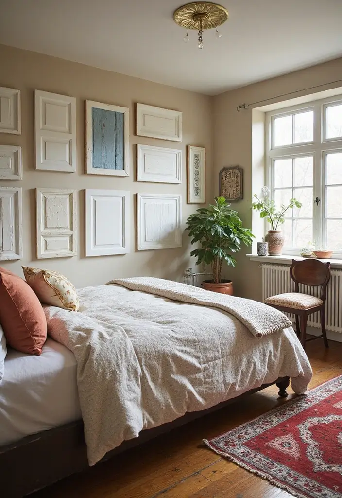 30 Bedroom Wall Paneling Ideas That Add Texture & Warmth - 21. Upcycled Door Panels