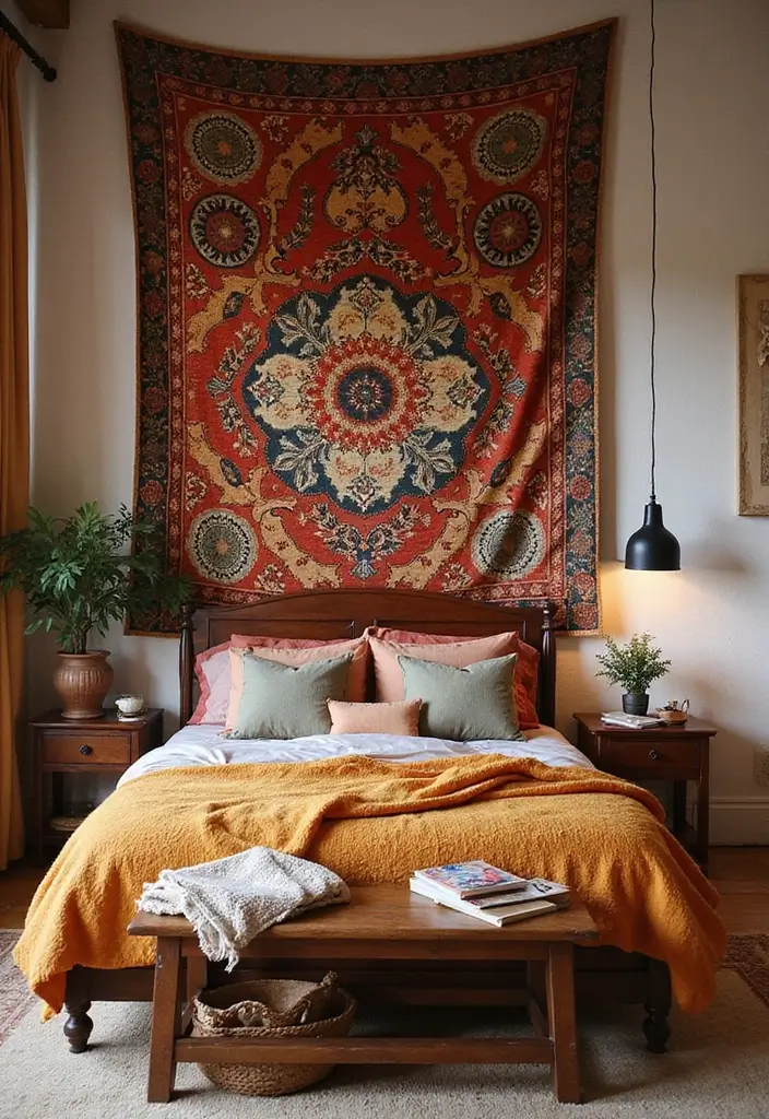 30 Bedroom Wall Paneling Ideas That Add Texture & Warmth - 22. Tapestry Accents