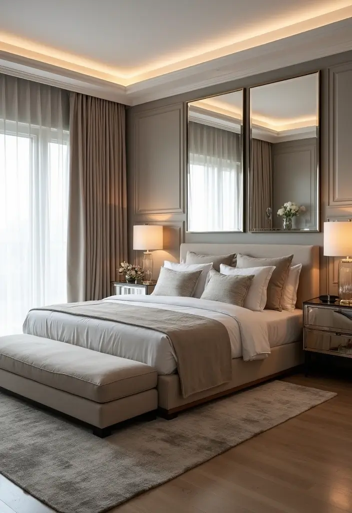 30 Bedroom Wall Paneling Ideas That Add Texture & Warmth - 23. Antique Mirror Panels