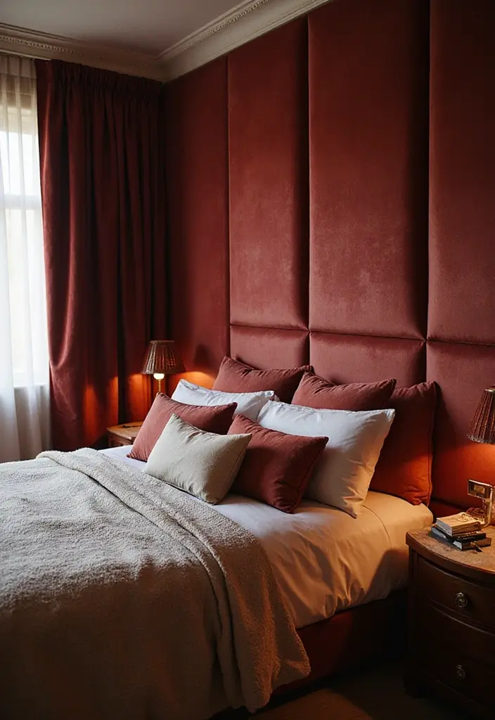 30 Bedroom Wall Paneling Ideas That Add Texture & Warmth - 25. Velvet Wall Panels