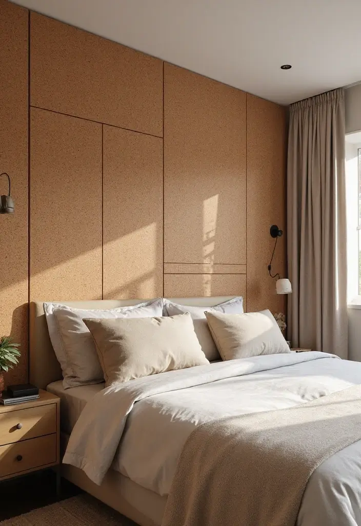 30 Bedroom Wall Paneling Ideas That Add Texture & Warmth - 3. Cork Panels