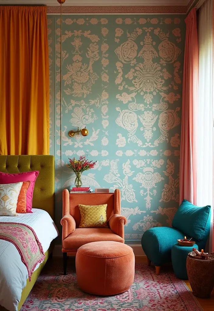 30 Bedroom Wall Paneling Ideas That Add Texture & Warmth - 30. Stenciled Wall Panels
