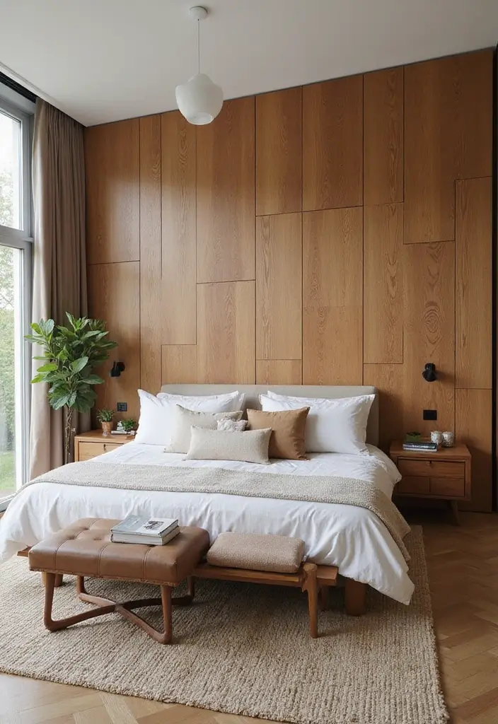 30 Bedroom Wall Paneling Ideas That Add Texture & Warmth - 6. Modular Wooden Panels