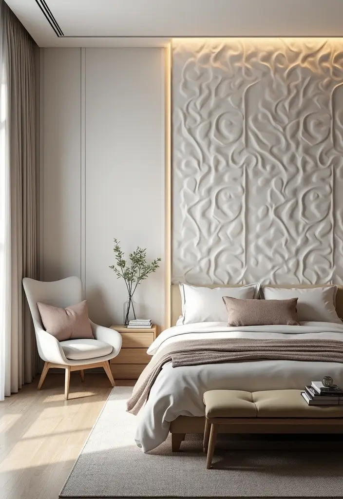 30 Bedroom Wall Paneling Ideas That Add Texture & Warmth - 9. 3D Wall Panels