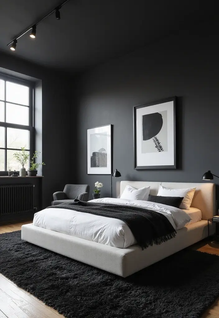 30 Black Aesthetic Bedroom Ideas That Are Sleek and Stylish - 1. Monochrome Magic