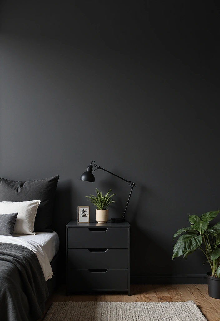 30 Black Aesthetic Bedroom Ideas That Are Sleek and Stylish - 12. Minimalist Nightstands