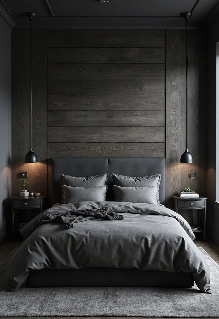 30 Black Aesthetic Bedroom Ideas That Are Sleek and Stylish - 13. Textured Wall Treatments