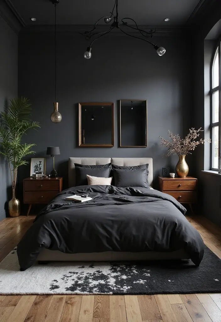 30 Black Aesthetic Bedroom Ideas That Are Sleek and Stylish - 14. Chic Accessories