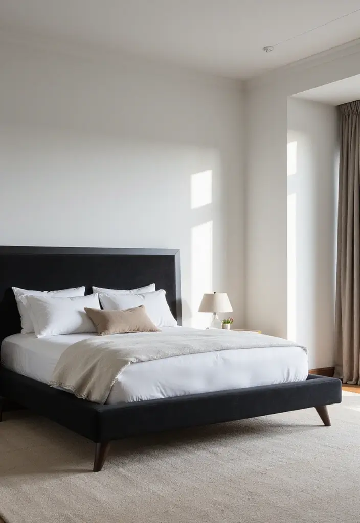 30 Black Bed Frame Bedroom Ideas That Look Strong & Stylish - 3. Sleek Platform Bed for Modern Minimalism