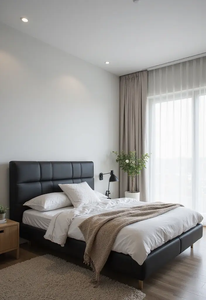 30 Black Headboard Bedroom Ideas That Make a Bold Statement - 11. Floating Headboard