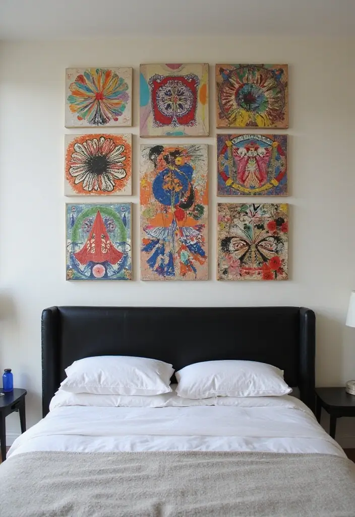 30 Black Headboard Bedroom Ideas That Make a Bold Statement - 17. Whimsical Art