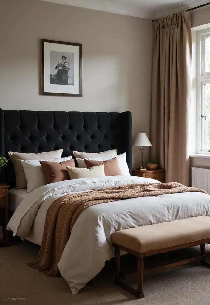 30 Black Headboard Bedroom Ideas That Make a Bold Statement - 19. Soft and Cozy