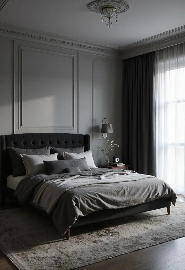 30 Black Headboard Bedroom Ideas That Make a Bold Statement - 20. Elegant Monochrome