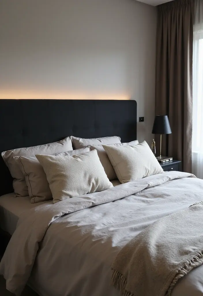 30 Black Headboard Bedroom Ideas That Make a Bold Statement - 21. Contemporary Comfort
