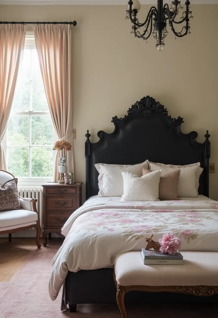 30 Black Headboard Bedroom Ideas That Make a Bold Statement - 7. Vintage Flair