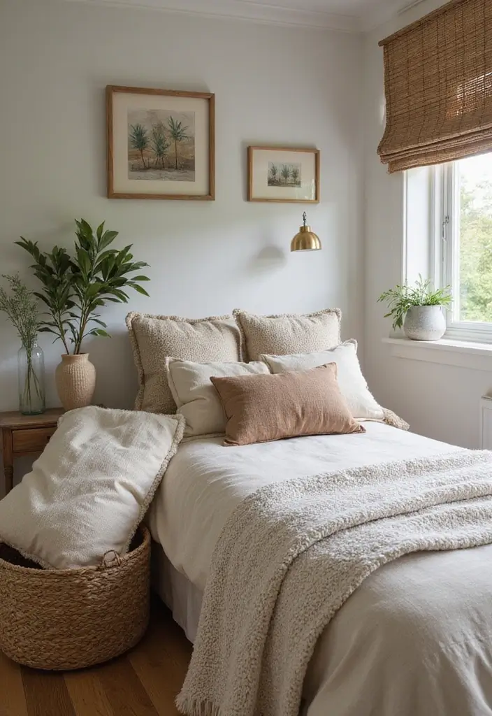 30 Brother and Sister Shared Bedroom Ideas That Balance Both Styles - 15. Nature-Inspired Textiles