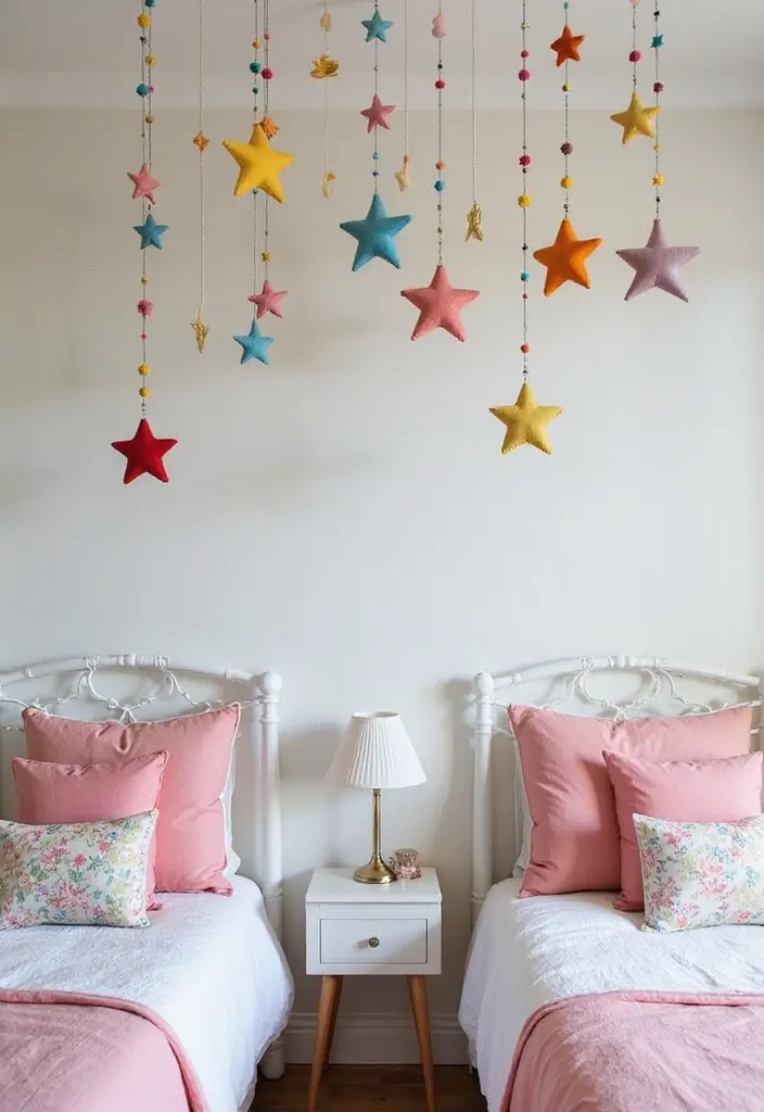 30 Brother and Sister Shared Bedroom Ideas That Balance Both Styles - 19. Fun Ceiling Decor