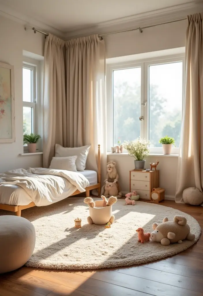 30 Brother and Sister Shared Bedroom Ideas That Balance Both Styles - 26. Open Play Area