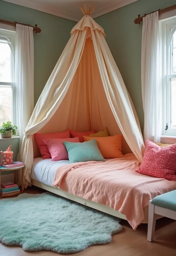 30 Brother and Sister Shared Bedroom Ideas That Balance Both Styles - 30. Cozy Sleepover Space