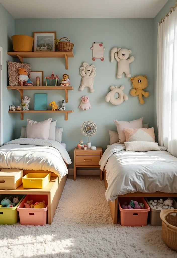 30 Brother and Sister Shared Bedroom Ideas That Balance Both Styles - 7. Creative Storage Solutions
