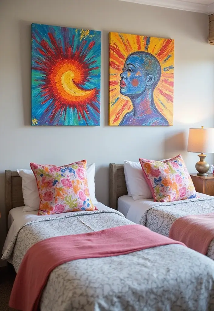 30 Brother and Sister Shared Bedroom Ideas That Balance Both Styles - 8. Personalizable Artwork