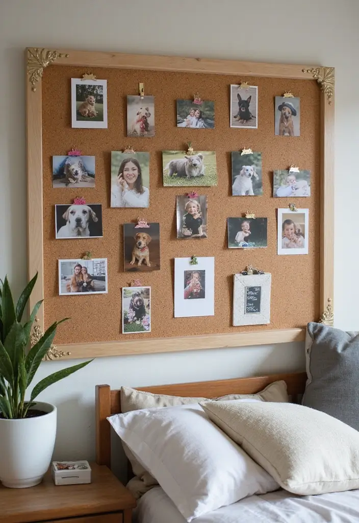 30 Cork Board Ideas for Bedroom Aesthetic That Inspire You Daily - 13. Pet Memory Board