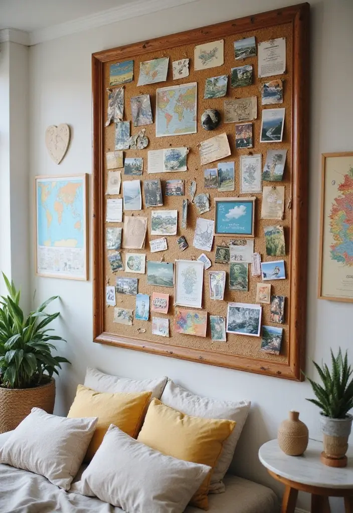 30 Cork Board Ideas for Bedroom Aesthetic That Inspire You Daily - 2. Travel Memories Board