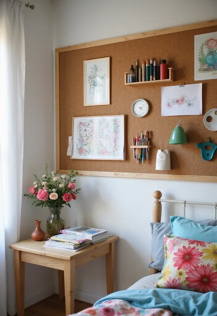 30 Cork Board Ideas for Bedroom Aesthetic That Inspire You Daily - 27. Art Supplies Organizer Board