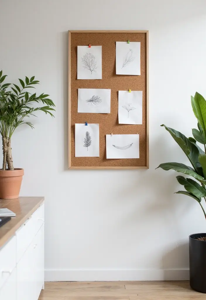 30 Cork Board Ideas for Bedroom Aesthetic That Inspire You Daily - 3. Minimalist Art Showcase