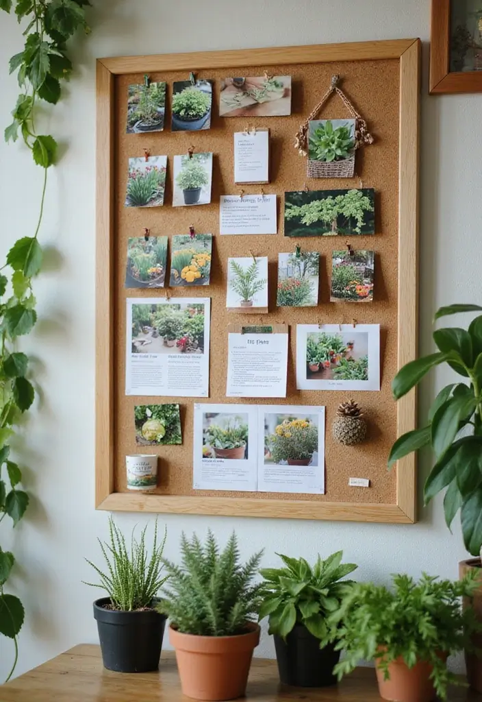 30 Cork Board Ideas for Bedroom Aesthetic That Inspire You Daily - 7. Gardening Inspiration Board