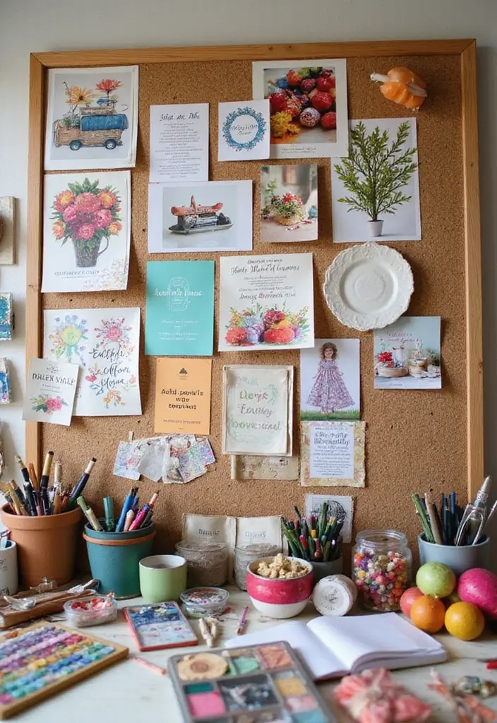 30 Cork Board Ideas for Bedroom Aesthetic That Inspire You Daily - 8. DIY Craft Ideas Board