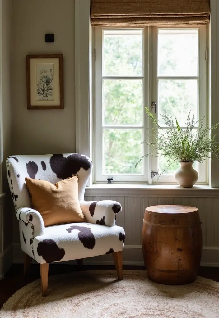 30 Cow Print Bedroom Ideas That Feel Fun & Trendy - 14. Cow Print Accent Chairs