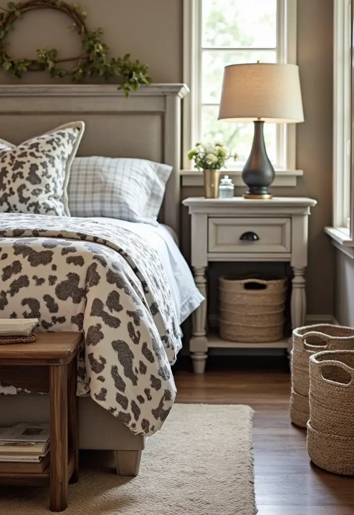 30 Cow Print Bedroom Ideas That Feel Fun & Trendy - 15. Cow Print Decorative Storage