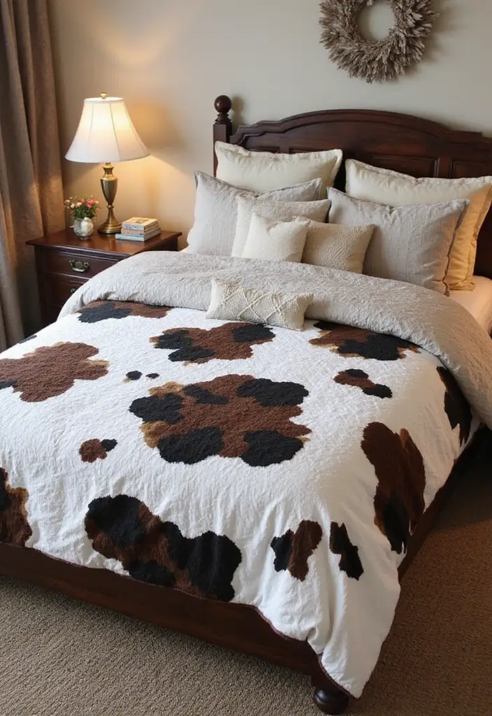 30 Cow Print Bedroom Ideas That Feel Fun & Trendy - 19. Cow Print Quilts