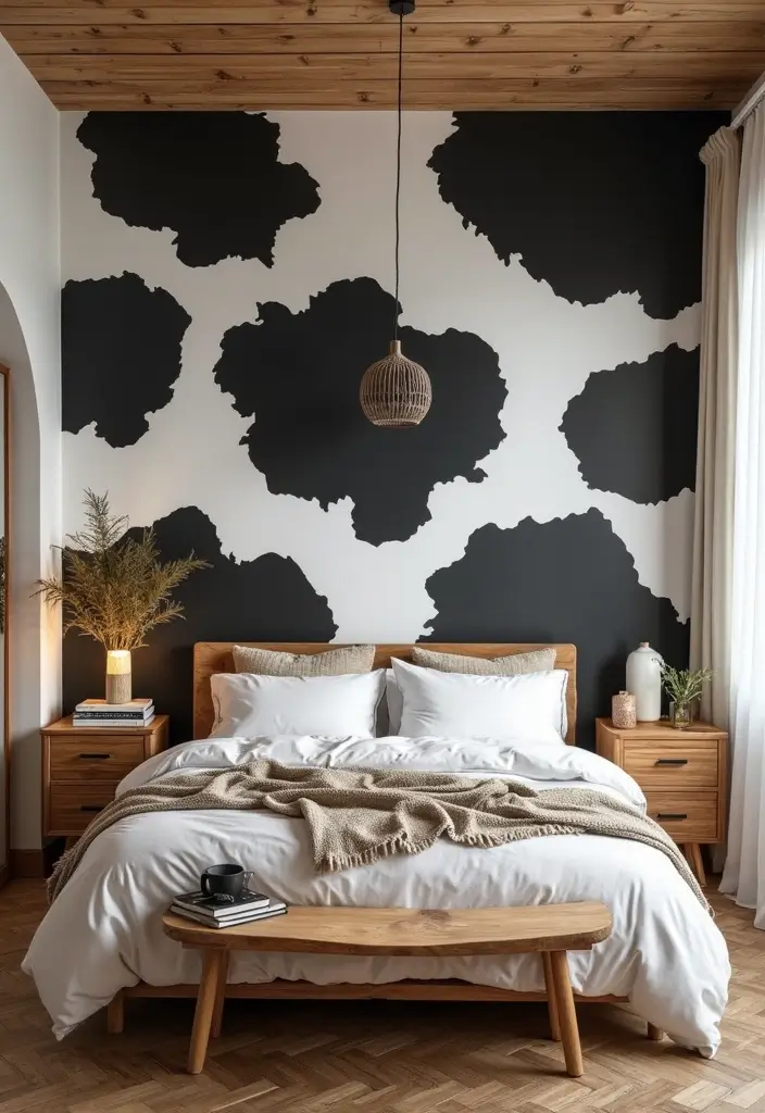 30 Cow Print Bedroom Ideas That Feel Fun & Trendy - 2. Rustic Accent Walls