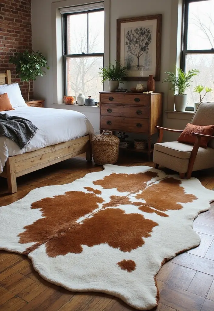 30 Cow Print Bedroom Ideas That Feel Fun & Trendy - 3. Playful Rugs