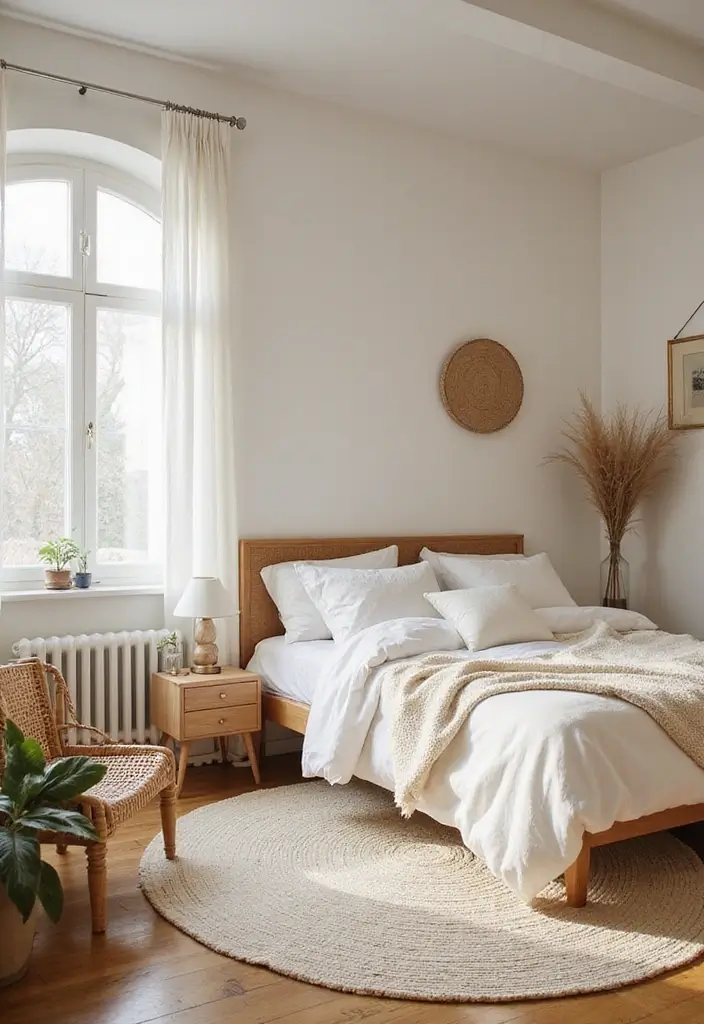 30 Cream Color Bedroom Ideas That Feel Soft, Bright & Welcoming - 14. Eco-Friendly Rugs