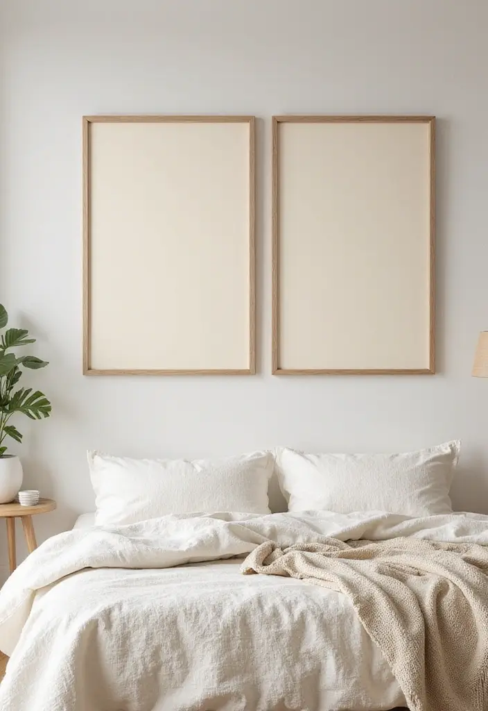 30 Cream Color Bedroom Ideas That Feel Soft, Bright & Welcoming - 17. Cream Wall Art