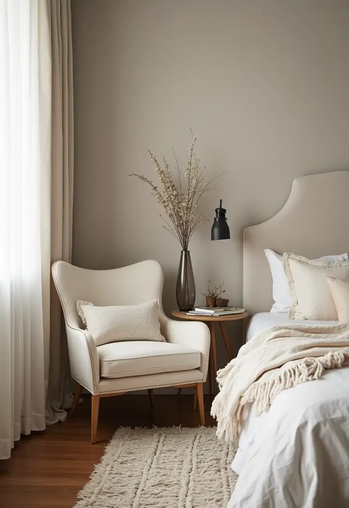 30 Cream Color Bedroom Ideas That Feel Soft, Bright & Welcoming - 21. Cream Color Accent Chairs