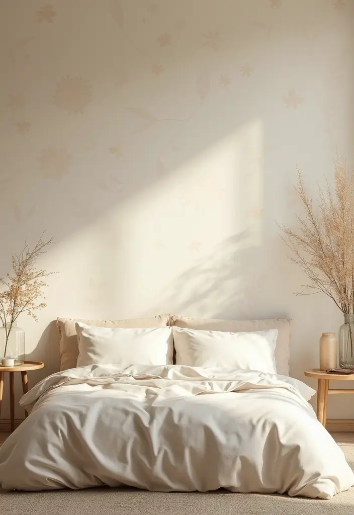 30 Cream Color Bedroom Ideas That Feel Soft, Bright & Welcoming - 26. Cream Color Wallpaper